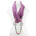 Purple Lightweight Scarf With Flower Charms and Beads