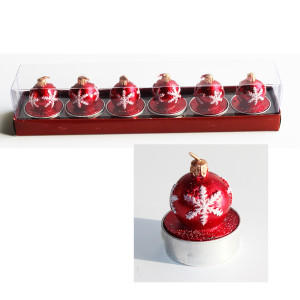 Set of Six Christmas Bauble Tea Light Candles