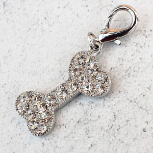Large Jewelled Bone Shaped Dog Collar Charm