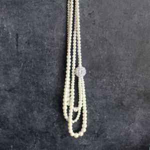 Large Faux Pearl Necklace With Crystal Ball