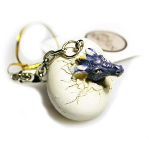 Cute Dragon Hatchling Keyring In Blue
