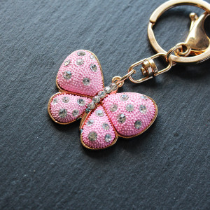 Pink Butterfly Keyring or Bag Charm
