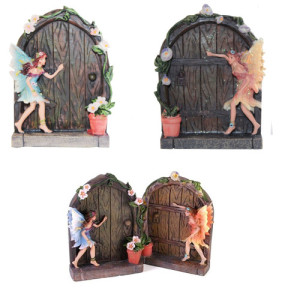 Set of Two Fairy Doors In Blue and Apricot