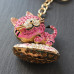 Pink Jewelled Cat Keyring or Bag Charm