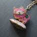 Pink Jewelled Cat Keyring or Bag Charm