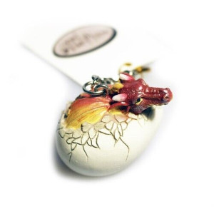 Cute Dragon Hatchling Keyring In Red By Nemesis Now