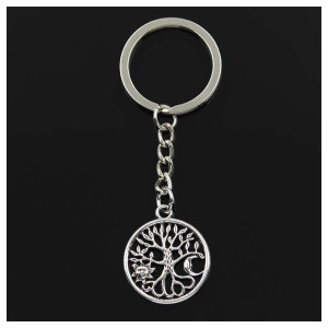 Tree Of Life With Sun And Moon Metal Keyring