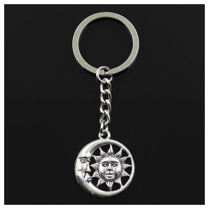 Sun and Moon Metal Keyring