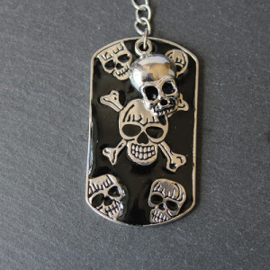 Skull and Cross Bones Design Keyring With Skull Charm