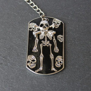 Skeleton Keyring with Skull and Cross Bones Charm