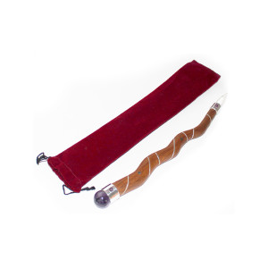 Curvy Wooden Wand With Amethyst Gemstone