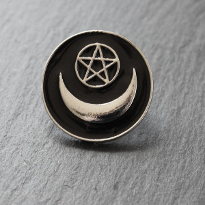 Pentagram And Moon Enamel Pin Badge
