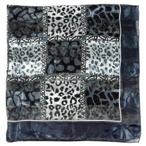 Square Animal Print Scarf In Grey and Black