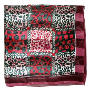 Square Animal Print Scarf In Red and Black