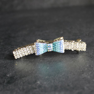 Crystal Bow Design Double Sided Hair Clip In Blue