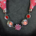 Dotty Watermelon and White Lightweight Scarf with Beads