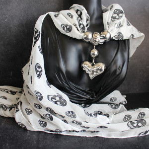Skull Print Charm Scarf