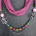 Purple Lightweight Scarf With Flower Charms and Beads