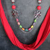 Red Lightweight Scarf With Flower Charms and Beads