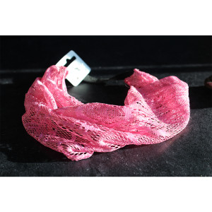 Loose Knit Pink Headband With Elasticated Back