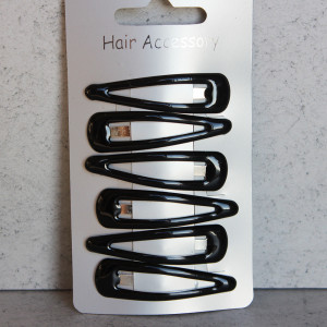 Pack of Six Snap Hair Clips In Black