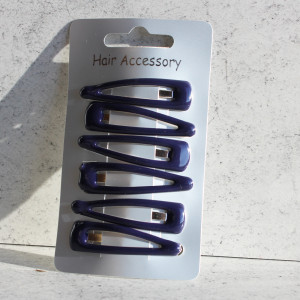 Pack of Six Snap Hair Clips In Navy Blue