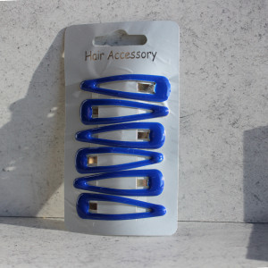 Pack of Six Snap Hair Clips In Royal Blue