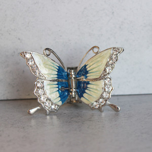 Enameled Butterfly Hair Clamp