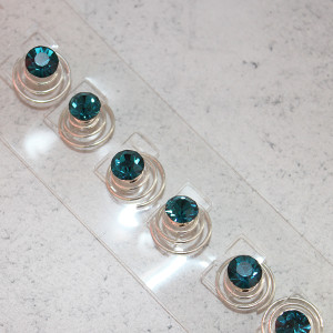 Set of 12 Teal Crystal Hair Coils