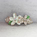 Metallic Flower Hair Clip In Green