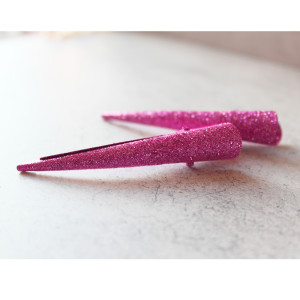 Two Pink Glittery Small Beak Clips