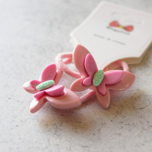 Butterfly Shaped Childrens Hair Elastics In Pink
