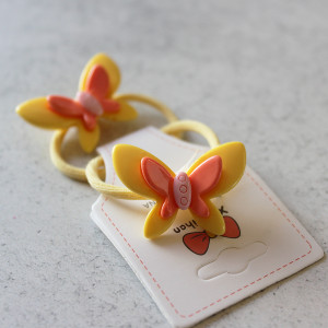 Butterfly Shaped Childrens Hair Elastics In Yellow and Orange