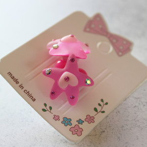 Girls Dark Pink Star Hair Elastics