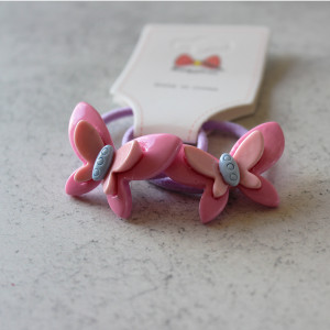 Butterfly Shaped Childrens Hair Elastics In Dark Pink