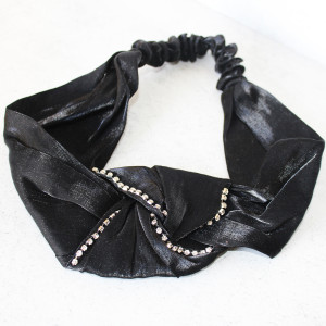 Black Silky Headband with Diamate Design