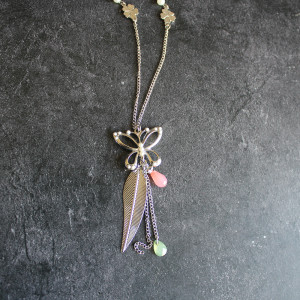 Butterfly and Feather Necklace