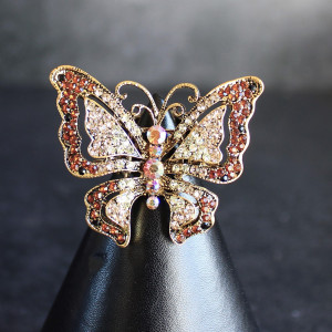 Large Crystal Butterfly Ring in Topaz