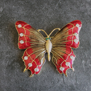 Large Red Butterfly Brooch