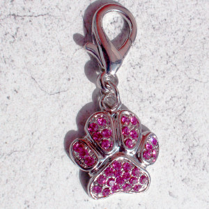 Paw Shaped Dogs Collar Charm In Bright Pink