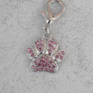 Paw Shaped Dogs Collar Charm In Pale Pink