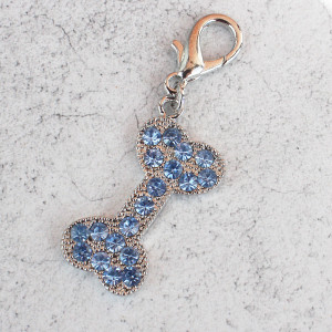 Large Blue Jewelled Bone Shaped Dog Collar Charm