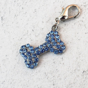 Bone Shaped Dog Collar Charm In Blue