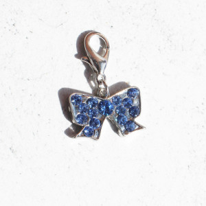 Blue Jewelled Bow Pet Collar Charm