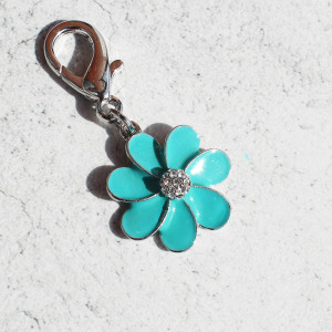 Flower Charm For Dogs Collar in Turquoise