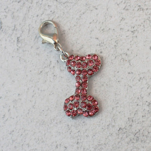 Bone Shaped Dog Collar Charm In Pink