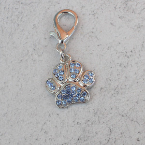 Paw Shaped Dogs Collar Charm In Blue