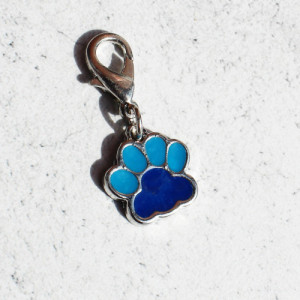 Blue Paw Print Pet Collar Charm