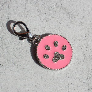 Large Paw Print Collar Charm For A Dog in Pink