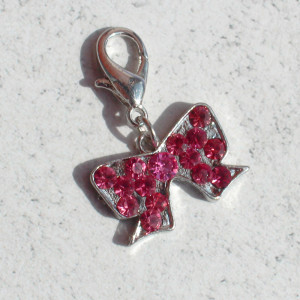Pink Jewelled Bow Pet Collar Charm